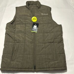 Ariat Olive Green Quilted Puffer Vest with Stand-Up Collar